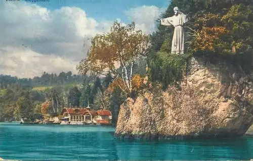 Switzerland postcard Meggenhorn bei Luzern Christus statue E. Goetz 1926