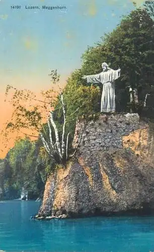 Switzerland postcard Meggenhorn bei Luzern Christus statue Wehrli Kilchberg 1912