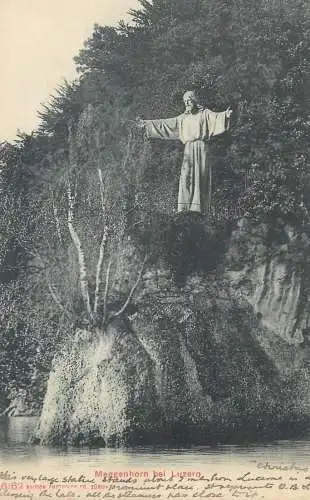 Switzerland postcard Meggenhorn bei Luzern Christus statue Wehrli Kilchberg 1910