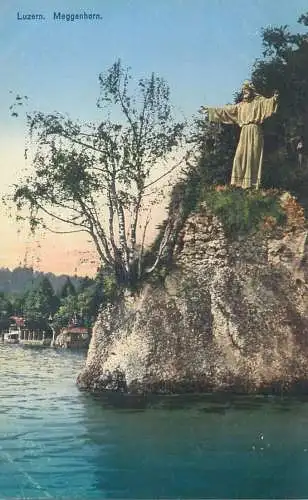 Switzerland postcard Meggenhorn Luzern Christus statue