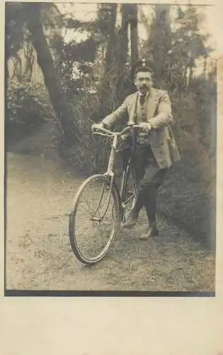 Germany man with bicycle 1912 photo postcard