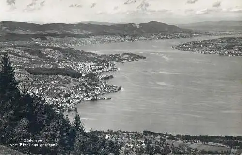 Switzerland postcard Zurichsee vom Etzel aus gesehen aerial