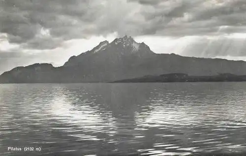 Switzerland postcard Pilatus mountain coming out of water 1952