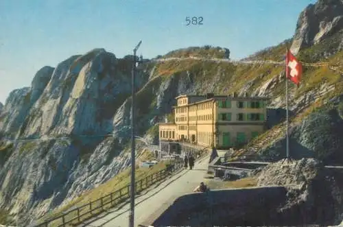 Switzerland postcard Hotel Pilatus mountain top flag