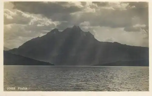 Switzerland postcard Pilatus mountain rising from lake 1928