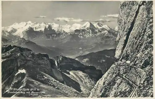 Switzerland postcard Pilatus Kulm Tomlishotnweg mit Berneralpen 1947