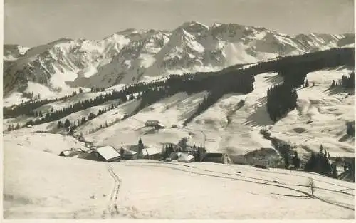 Switzerland postcard Sorenber mit Brienzerrothorn mountain winter scene
