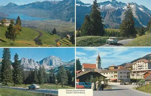 Switzerland postcard panoramastrasse Giswil-Sorenberg multi view 1965