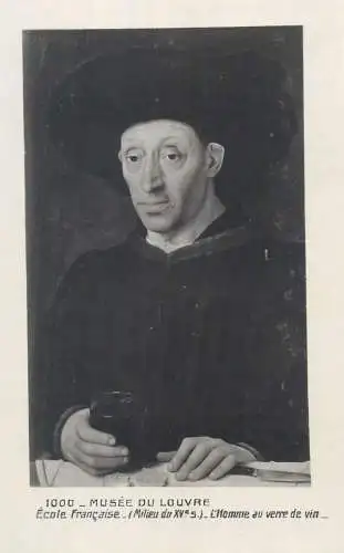 Famous art painting postcard Louvre L'homme au verre de vin