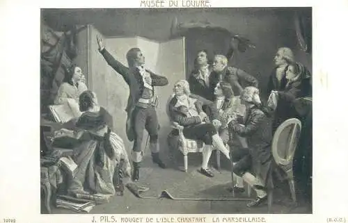 Louvre museum work of art vintage postcard Rouget de l'Isle chantan la Marseillaise J. Pils painting