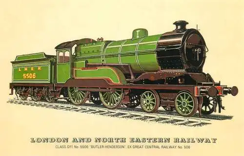 London and Northeastern Railway Railed transport history postcard Class D11 Butler-Henderson locomotive