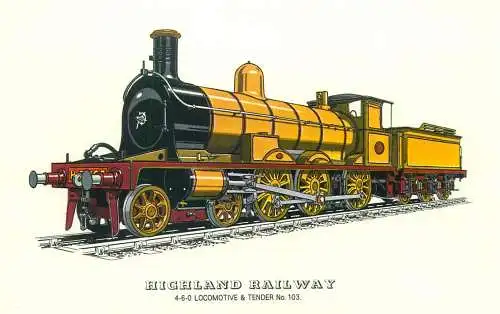 Highland Railway Railed transport history postcard Locomotive and Tender