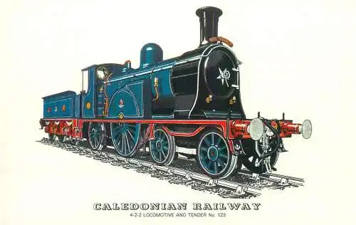 Caledonian Railway Railed transport history postcard Locomotive and Tender