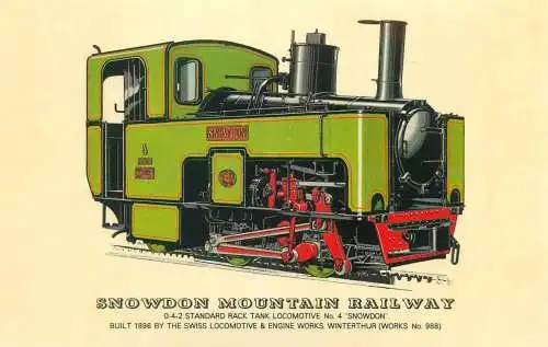 Snowdown Mountain Railway Railed transport history postcard Standard Rack Tank Locomotive Snowdown