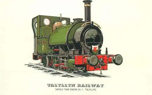 Talyllyn Railway Railed transport history postcard Saddle Tank Engine Talyllyn