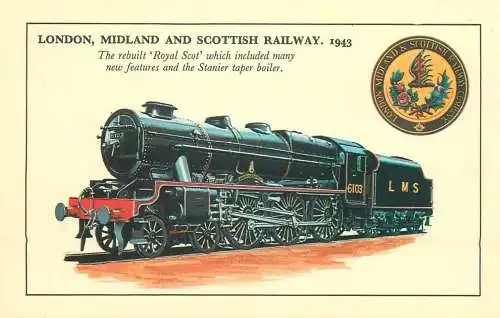 London, Midland and Scottish Railway Railed transport history 1943 post card rebuilt Royal Scot