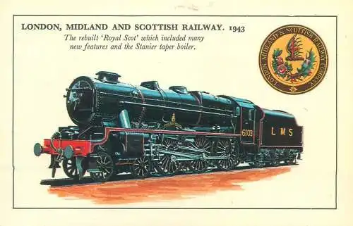 London, Midland and Scottish Railway Railed transport history 1943 postcard rebuilt Royal Scot