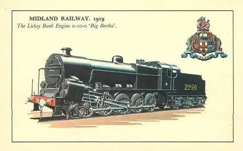 Midland Railway Railed transport history 1919 postcard The Lickey Bank Engine 'Big Bertha'