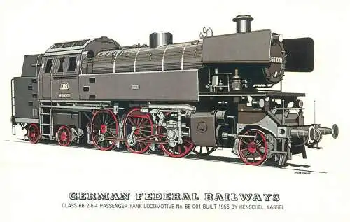 German Federal Railways Railed transport history postcard Class 66 Passenger Tank Locomotive