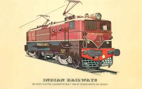 Indian Railways Railed transport history postcard BB 20202 Electric Locomotive