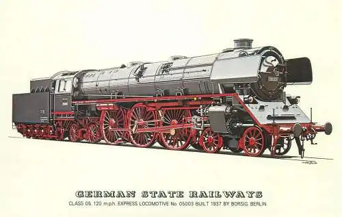 German State Railways Railed transport history postcard Class 05 Express Locomotive