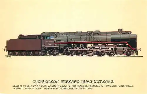 German State Railways Railed transport history postcard Class 45 Heavy Freight Locomotive