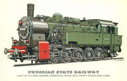 Prussian State Railway Railed transport history postcard Class T16 Heavy Shunting Locomotive
