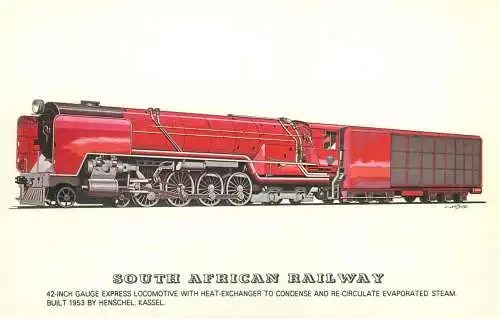 South African Railway Railed transport history postcard 42-inch gauge express locomotive