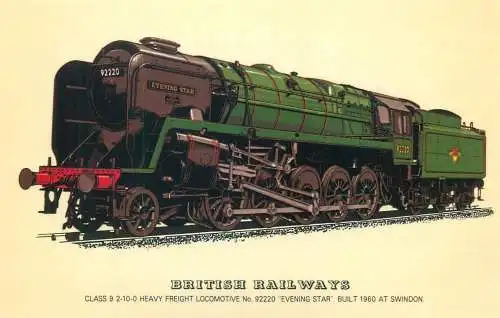 British Railways Railed transport history postcard Heavy Freight locomotive "Evening Star"