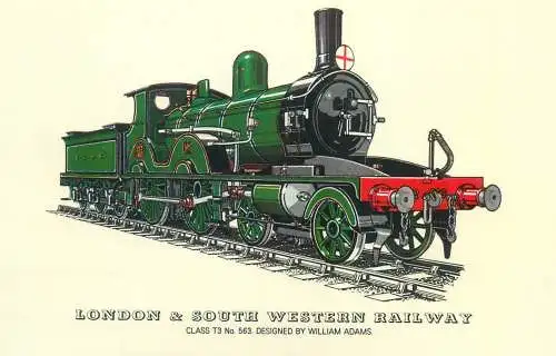 Class T3 locomotive London & Southwestern Railway Railed transport history post card