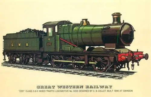 Railed transport history postcard railway Mixed traffic locomotive Great Western Railway