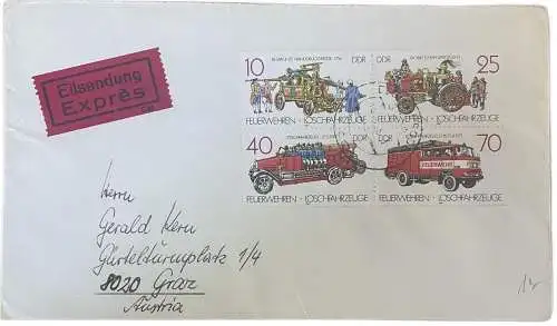 Germany Eilsendung Express to Graz Austria Fewerwehren 1988