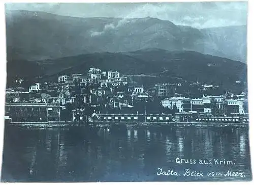 Photo 8.5 x 11.5 cm photo gruss aus Krim Ialta blick vom Meer