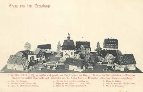 AK Gruss aus dem Erzgebirge dorf haus