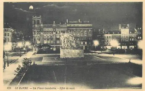 Le Havre place Gambetta effet de nuit