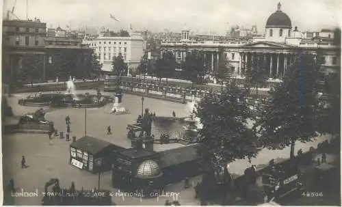 London Trafalgar Square & National Gallery real photo 1926