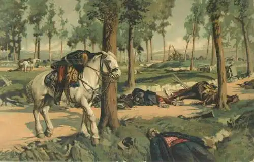 Fine Arts Postcard battle scenery Hofbauer painting