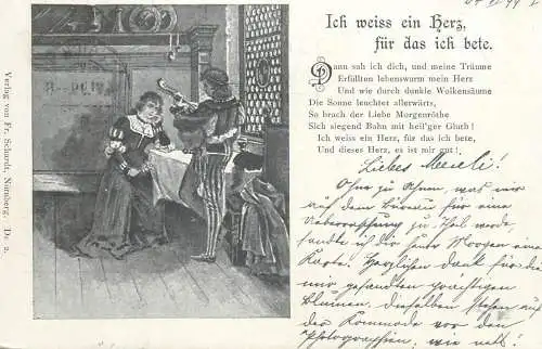 Ich weiss ein herz, fur das ich bete 1899 Switzerland verlag von Fr. Schardt, Nurnberg Postkarte A