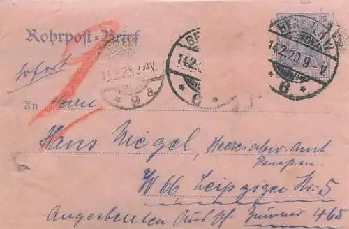 Rohrpost Brief Berlin 1920