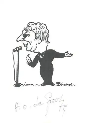 Autogramm -  singer caricature H.O. de Grooh signature autograph