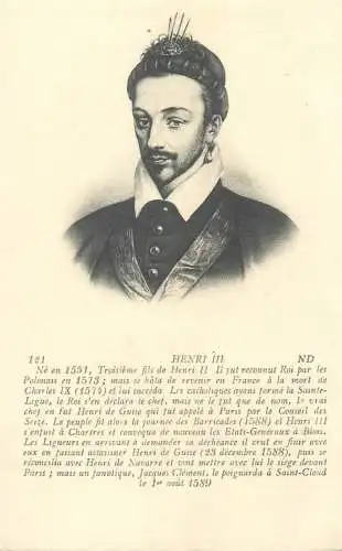 Royal family postcard Henri III son of Henri II