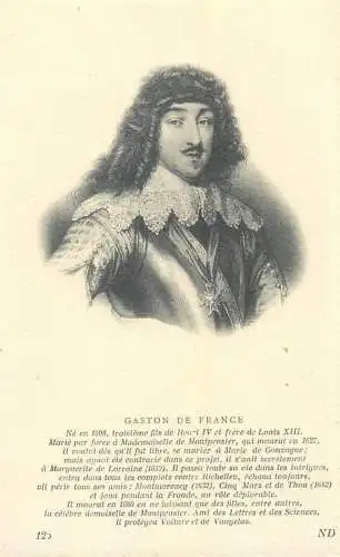 Royal family postcard Gaston de France son of Henry IV, brother of Louis XIII