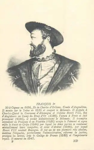 Royal family postcard Francois 1er son of Charles d'Orleans, conte d'Angouleme