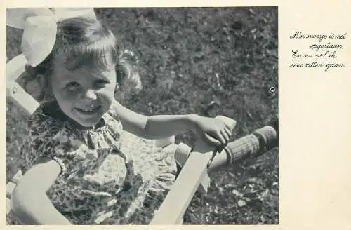 Postcard Netherlands children portraits cute girl in garden real photo