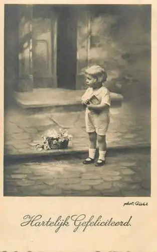 Postcard Netherlands Hartelijk Gefeliciteerd greetings children portraits