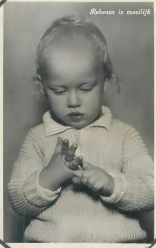 Post card Netherlands comic humour children portraits Math is difficult
