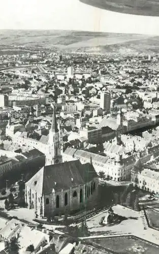 Romania Cluj-Napoca Postcard St. Michael's Cathedral aerial view and cityscape