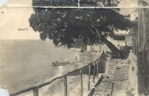 Bulgaria Balcic real photo postcard damaged as per 2scans
