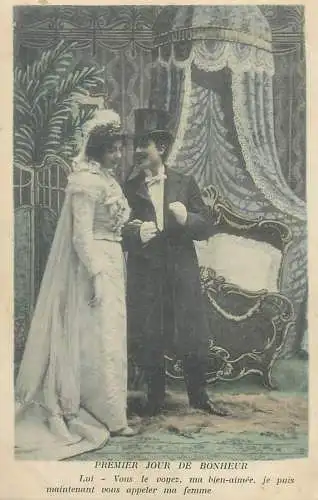 premier jour de bonheur newlywed couple Postcard