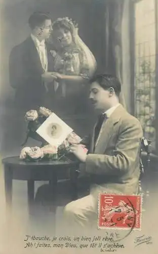 romantic newlywed couple Postcard